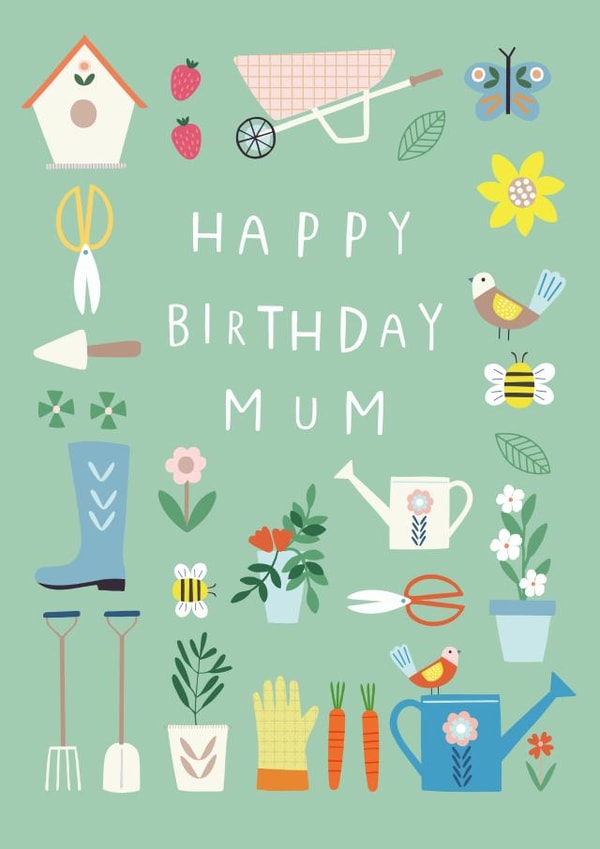 Mum gardening Birthday card created by Sally Payne Design