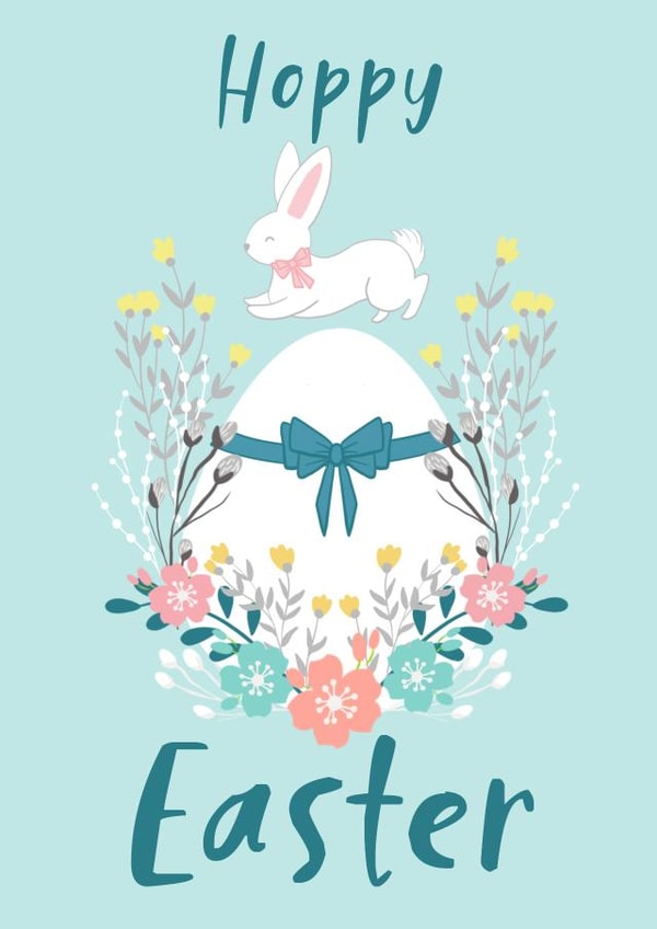 Cute Easter bunny. Hoppy Easter. Easter card created by Natalia Blyzen
