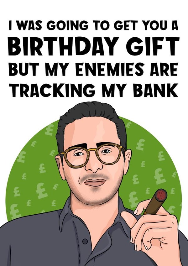Tinder Swindler Birthday Card created by Bubble&Cheek