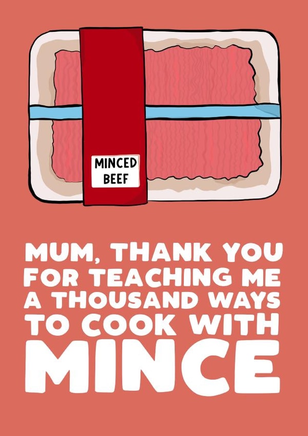 Funny Mothers Day Card - Mum - Mince - Mum chef created by Pickled Prints