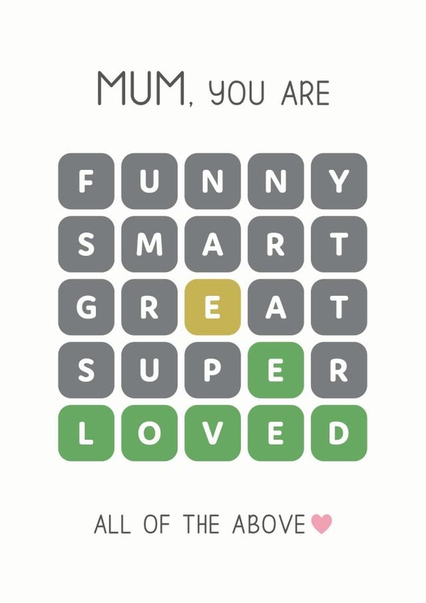 Cute Mothers Day Card - Mum - Wordle - Mum You Are Loved created by Design By Day
