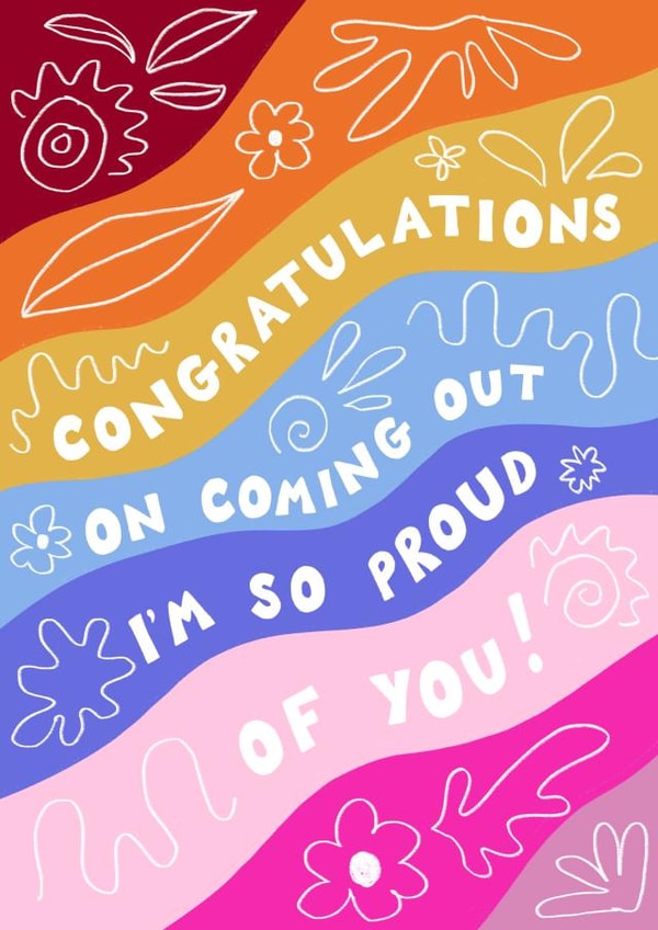 Congratulations on coming out LGBTQ+ card created by Sophie Kathleen