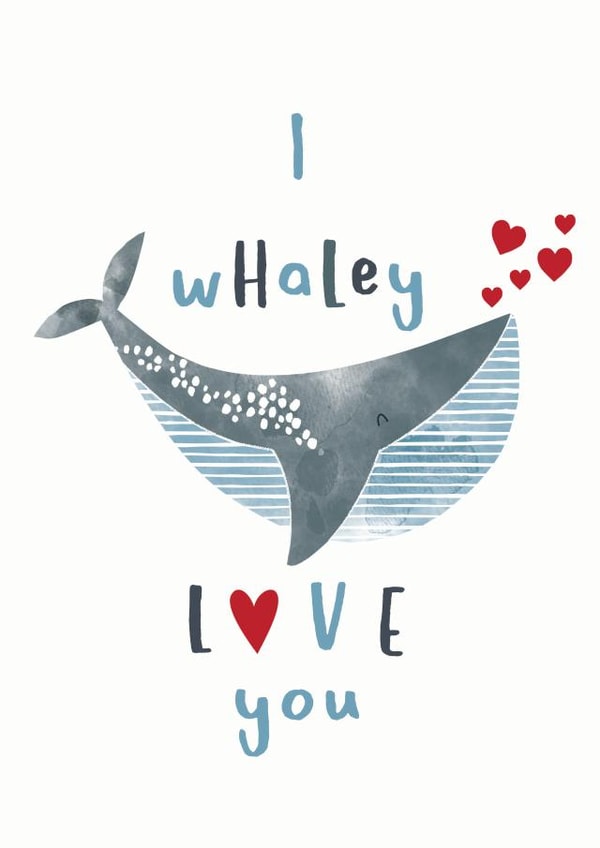 Whale valentines day card created by Little Pipena