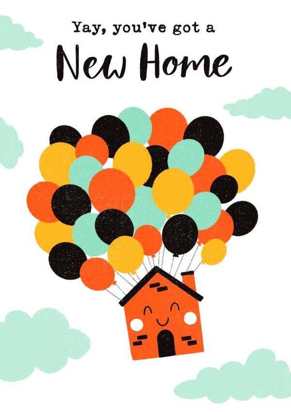 Cute New Home Card - Balloon House - Yay You've Got A New Home created by Dalia Clark Design