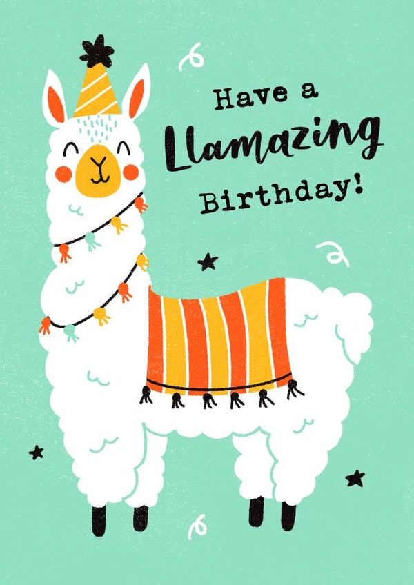 Birthday - For Kids - Cheeky - Llama - Cute - pun created by Dalia Clark Design