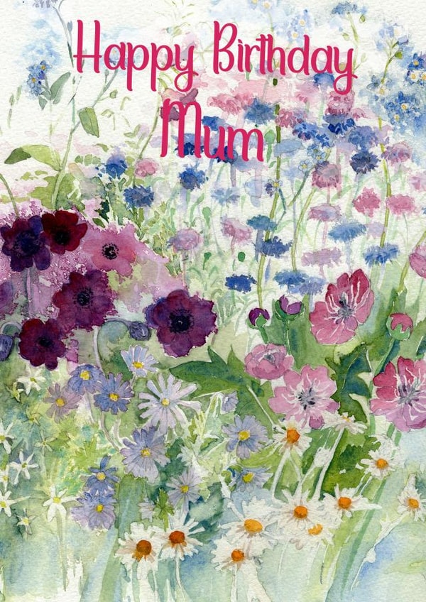 Happy Birthday Mum purple flower border created by Penny SILVERTHORNE
