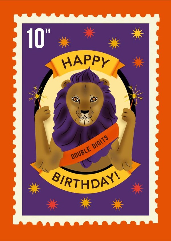 10th Birthday Lion Celebrating with Sparklers card created by TRICIA O