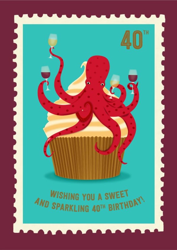 40th Birthday Toasting Octopus Card created by TRICIA O