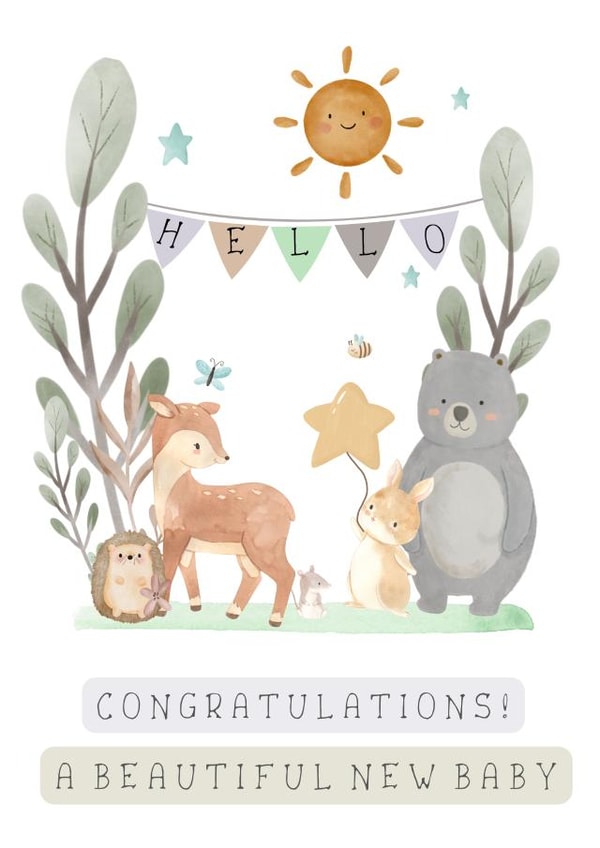 Woodland Party New Baby Card created by Little Bramble 