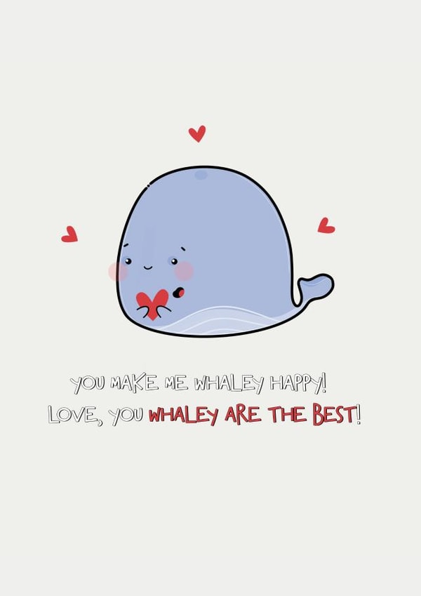 Whale pun Love card | Anniversary | Valentines Day | Boyfriend | Girlfriend | Couple | Partner | Birthday card created by CreateDesigns by Shaista Parveen