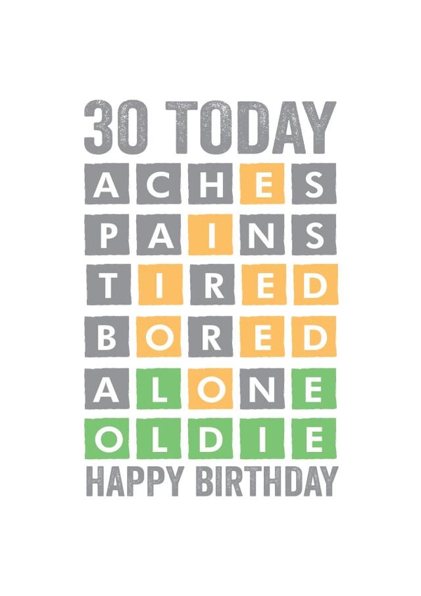 30 Today Wordle Card created by Filthy Sentiments
