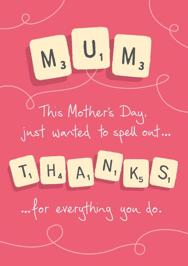 Retro Scrabble Mother's Day card created by NEEDL designs