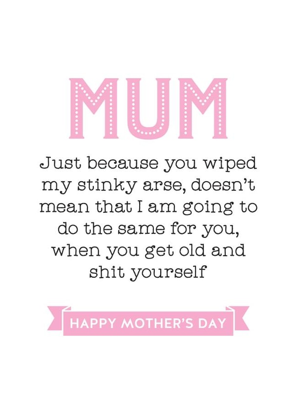 Funny Mother's Day stinky arse card for Mum created by Silly Prints