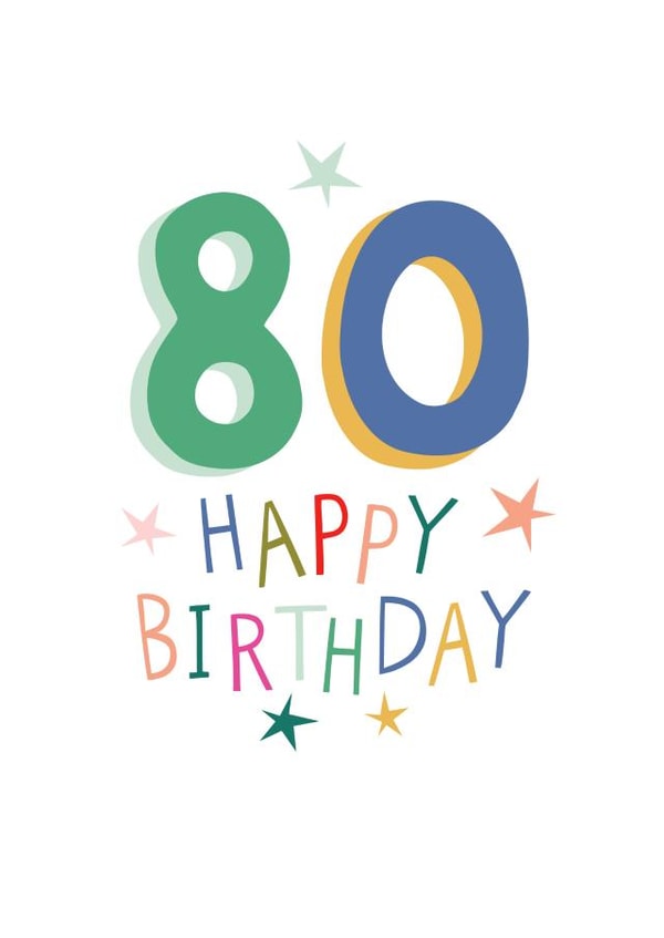 80th Birthday star card created by Pablo and Pickle Studio
