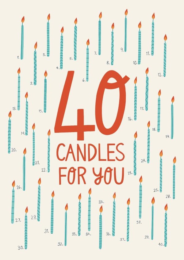 40th birthday candles card created by Christine Cuddihy Illustration