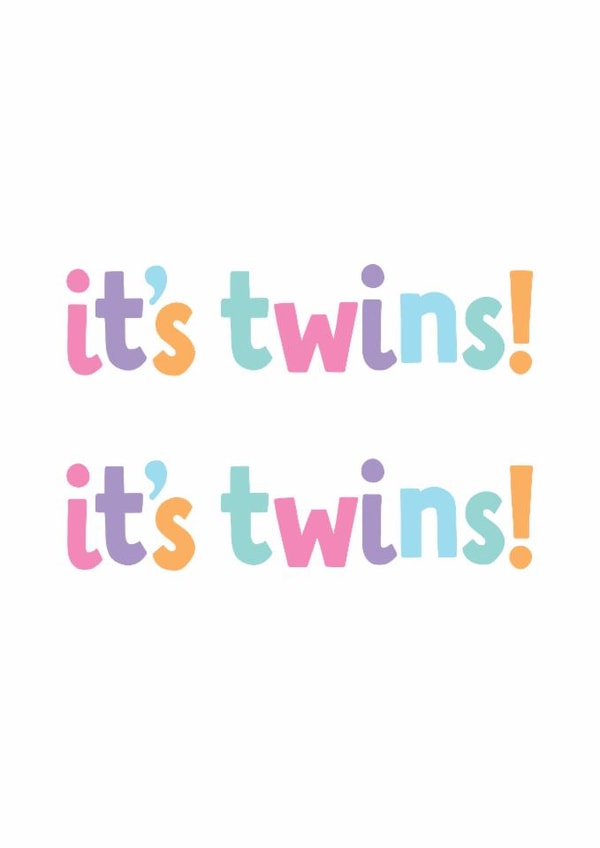 It's twins! new baby twins congratulations card created by Graham Birch