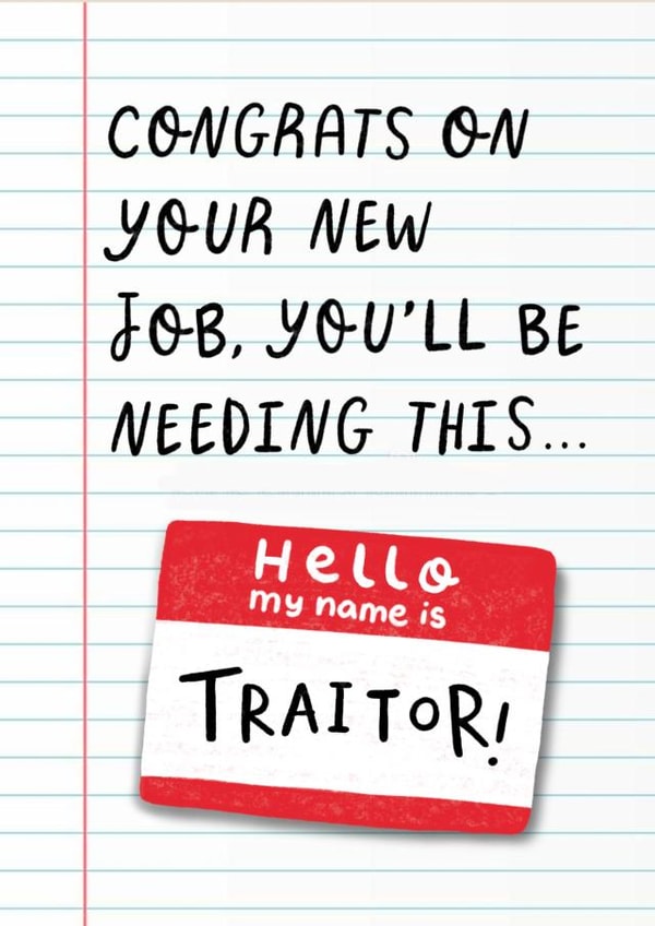 Congratulations on your new job! Funny greeting card. created by Swish & Scribble