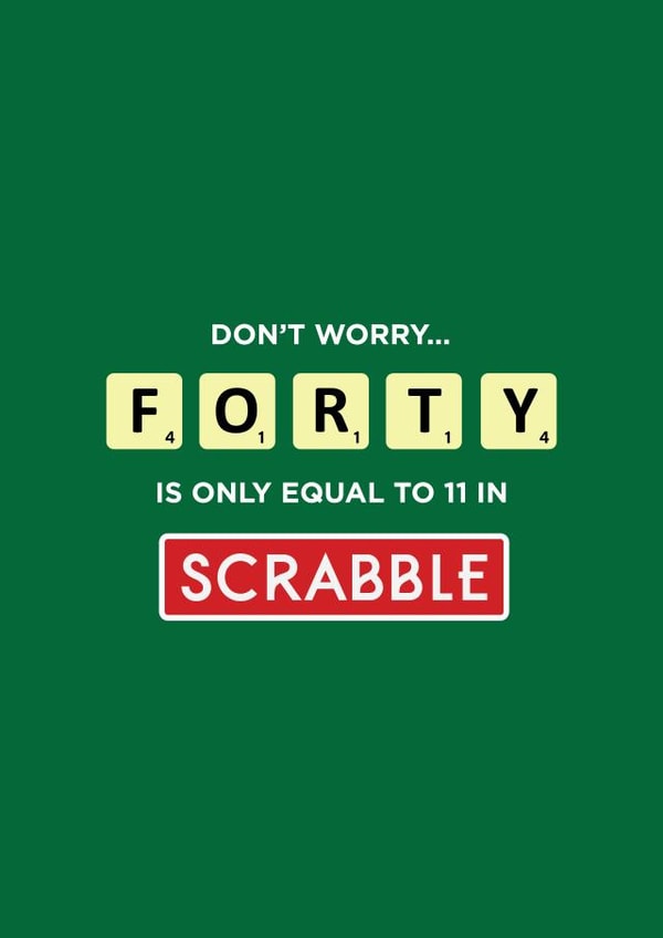 40 FORTY Is Only Equal To 11 in Scrabble Birthday Card created by Kayenaat