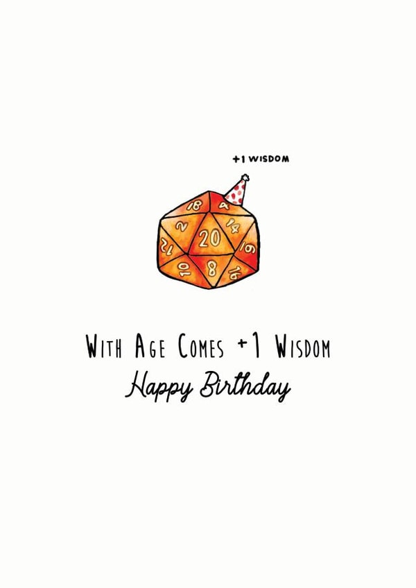 DnD Funny Birthday Card +1 Wisdom created by Lara King Draws