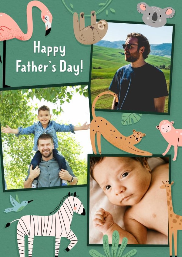 animals safari Father's Day Personalised Photo Card 11855 created by Evie Garnett Designs