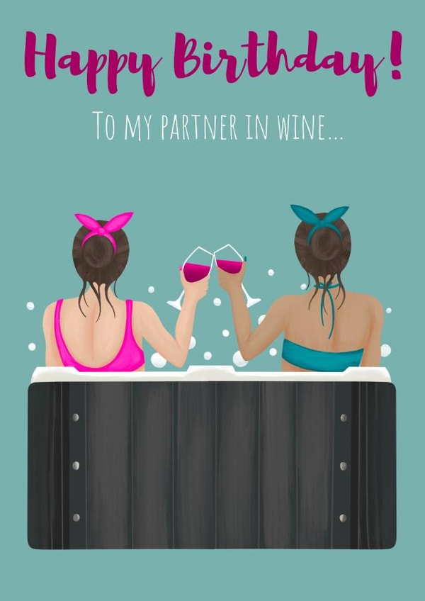 Partners in wine Birthday card created by Lorna Helen Prints