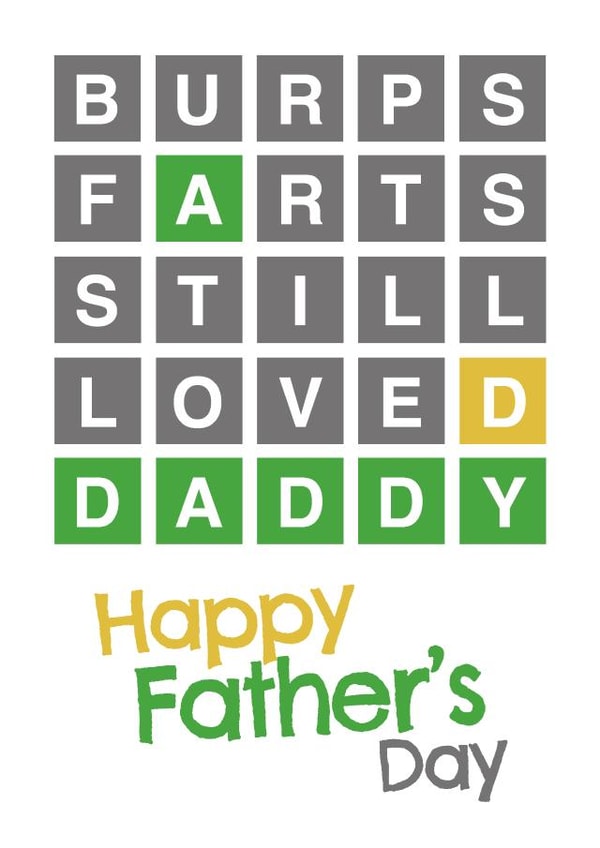 Funny Wordle Fathers Day Card - Daddy - Farts - Happy Father's Day created by Codfish Design