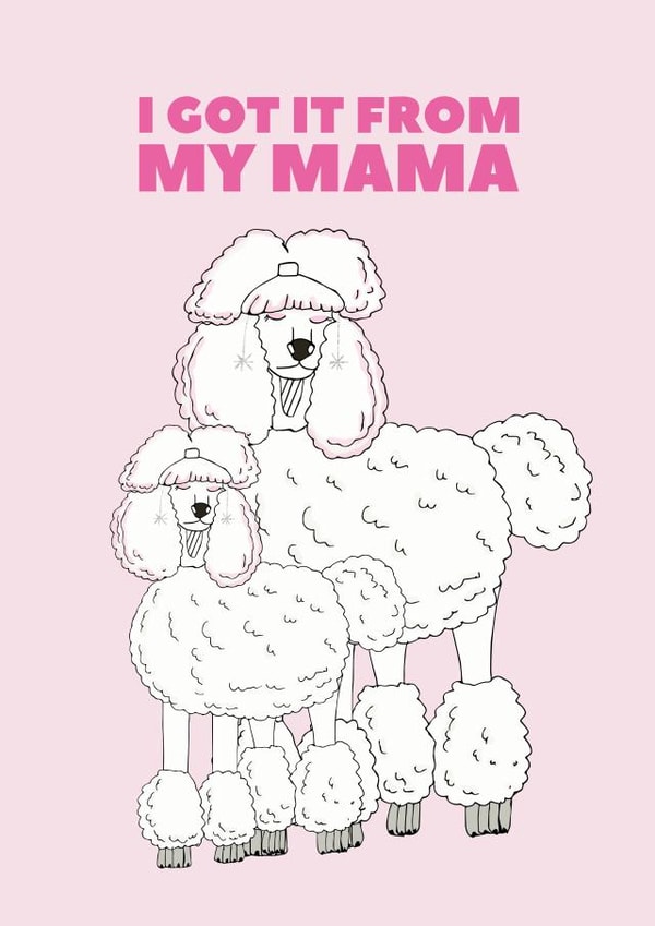 Funny Mothers Day Card - Poodles - Dog - I Got It From My Mama created by Pearl Ivy