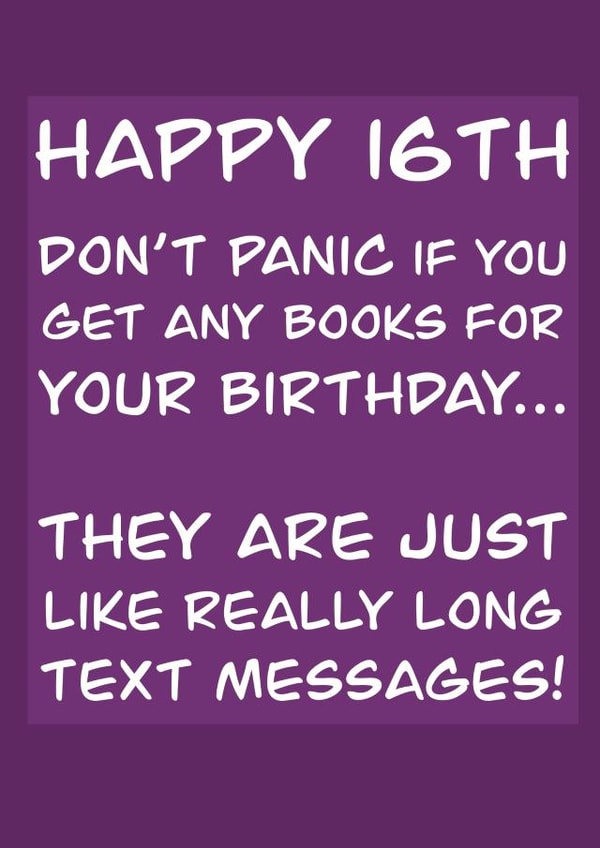 16th birthday card for any teenager who doesn't enjoy a good book created by Shore Designs