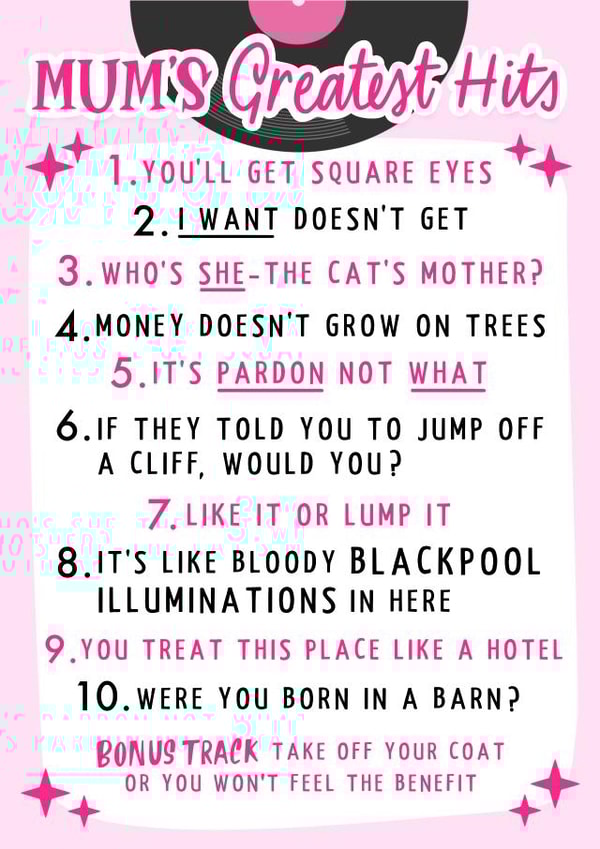 Funny Mothers Day Card - Music - Mum's Greatest Hits created by Violet and Alfie