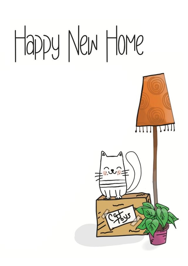 Cute Cat Toys New Home Card - Happy New Home created by Happy Little Me Co.