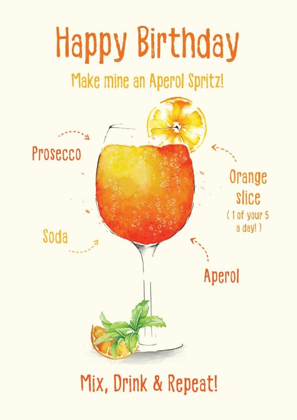 Aperol Spritz Birthday Card created by Alexandra Elliot Designs