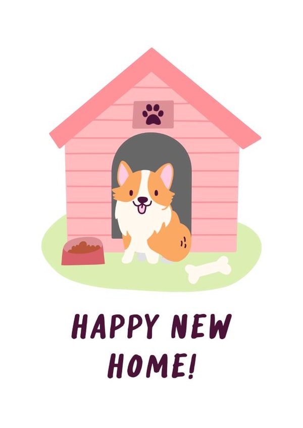 Happy new home corgi card created by Lauren Beth Designs