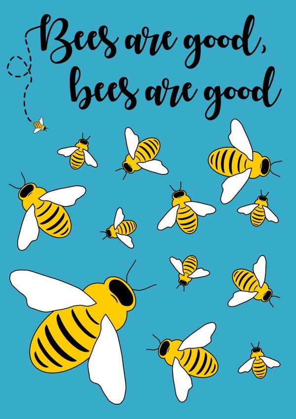 Bees 90's dance music pun card created by The Fixby Fox
