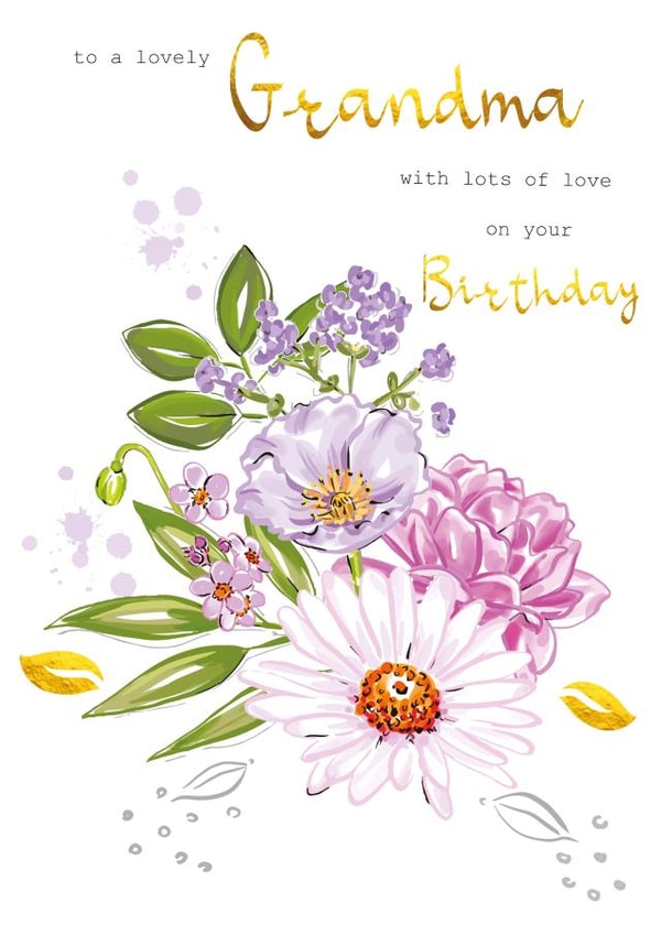 Lovely grandma gerbera and rose bouquet birthday card created by SABIVO Design by Sabina