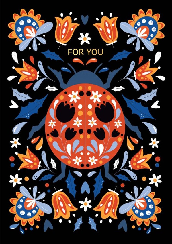 For you card with flowers and a beetle card created by Nastya Rizaeva