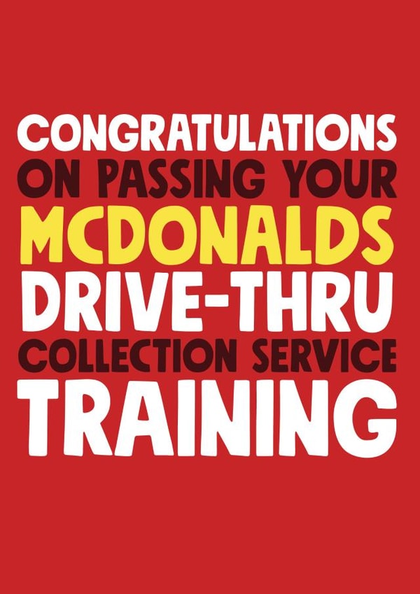 McDonalds Drive-Thru Training Driving Test Card created by Roll Creative