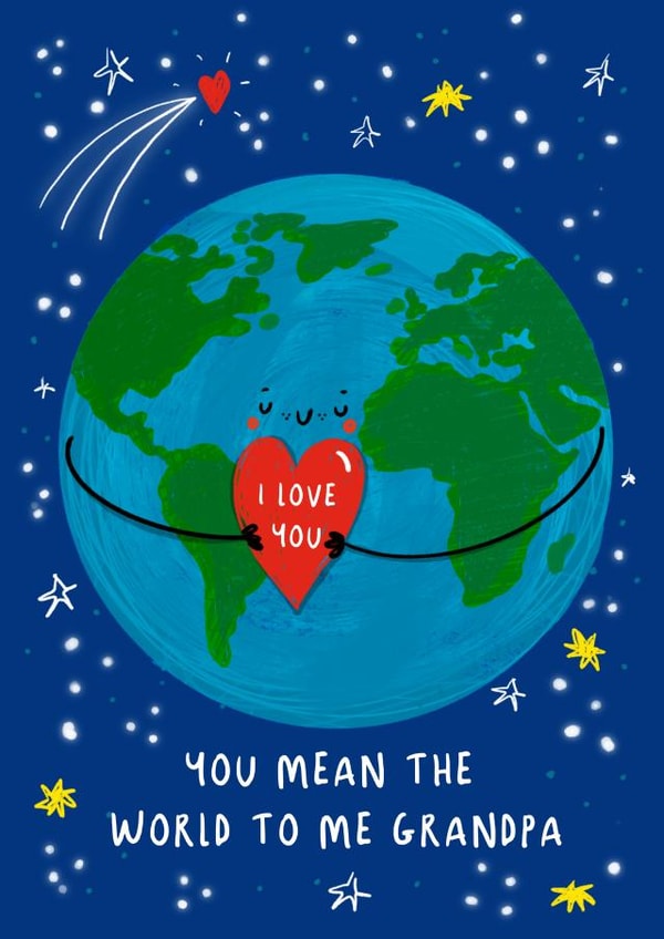 You Mean The World To Me Grandpa Card.  created by NICHOLA COWDERY ILLUSTRATIONS 