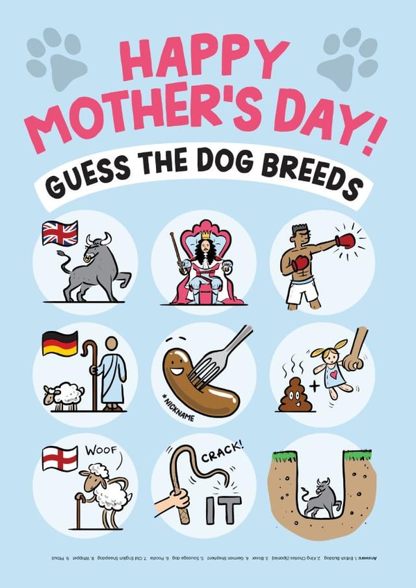 Funny Mothers Day Card - Mum - Guess The Dog Breeds created by Daniel Benney