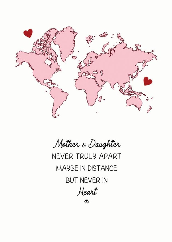 Mother Daughter Long Distance Card, Mum's Birthday, Daughter's Birthday created by Lara King Draws