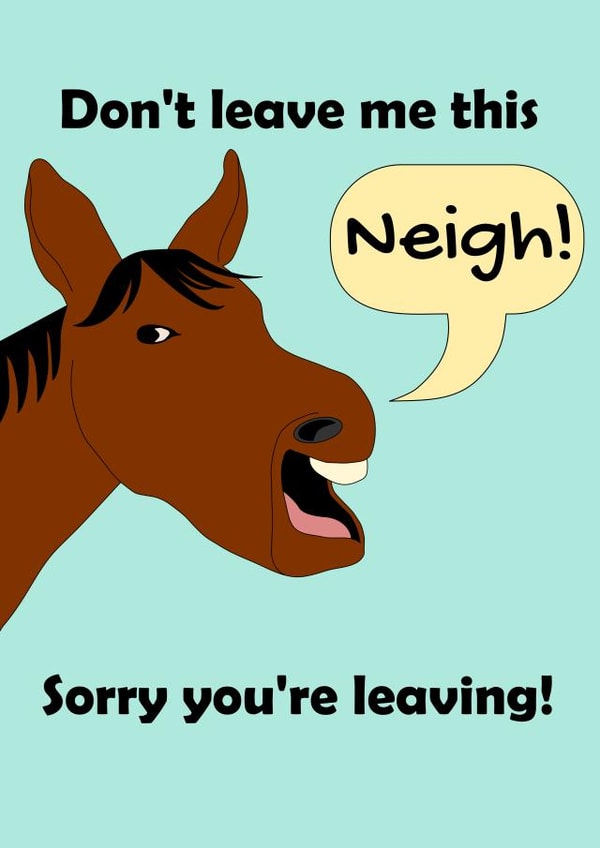 Horse music pun leaving card 1001 created by The Fixby Fox