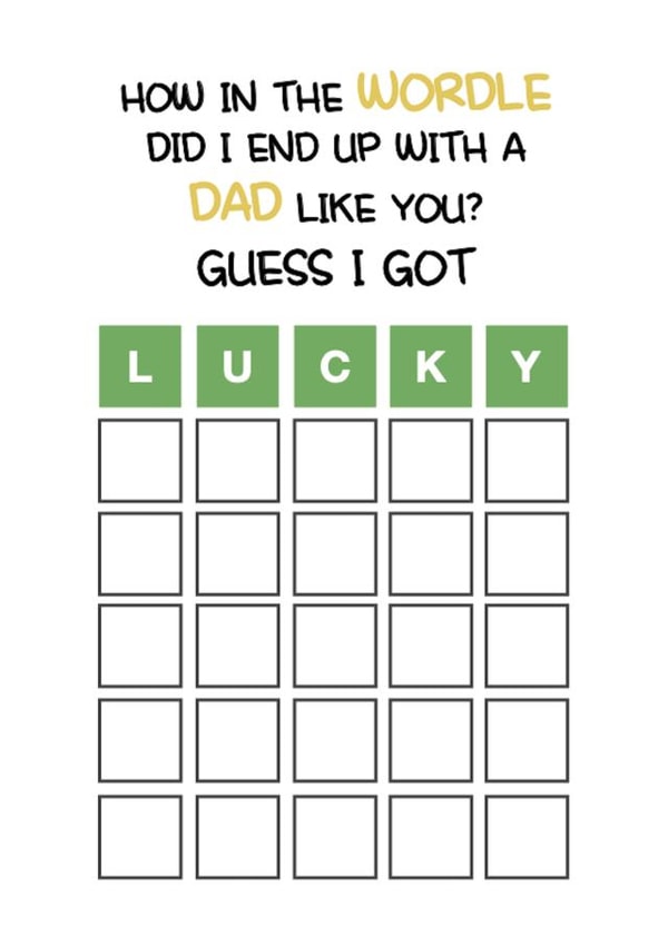 Cute Fathers Day Card / Birthday Card - Dad - Wordle - How In The Wordle Did I End Up With A Dad Like You created by SnailMail