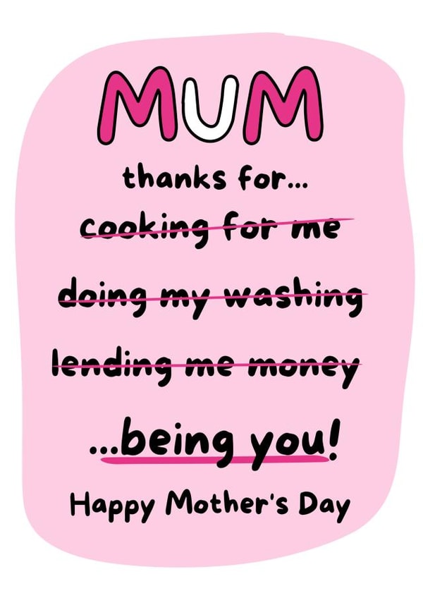 Cute Mothers Day Card - Mum - Thanks For Being You! created by Gobbygifts