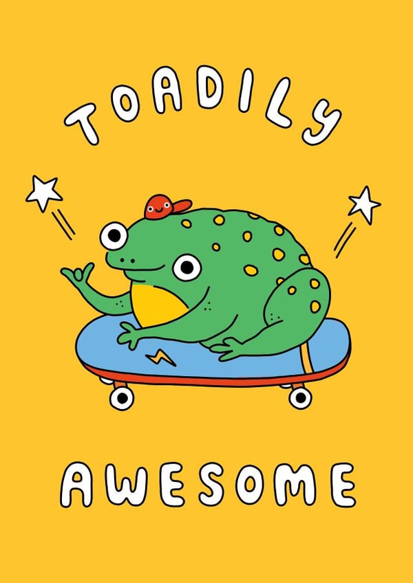 Awesome Toad on a Skateboard - Yellow created by Wren & Wilson