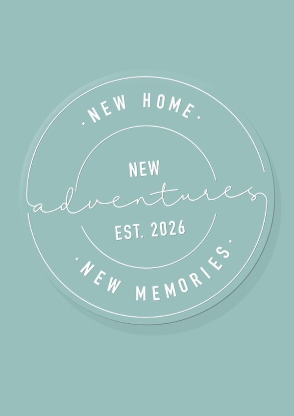 Classic Stamp New Home Card - 2023 - New Home New Adventures created by The Girl Next Draw Cards