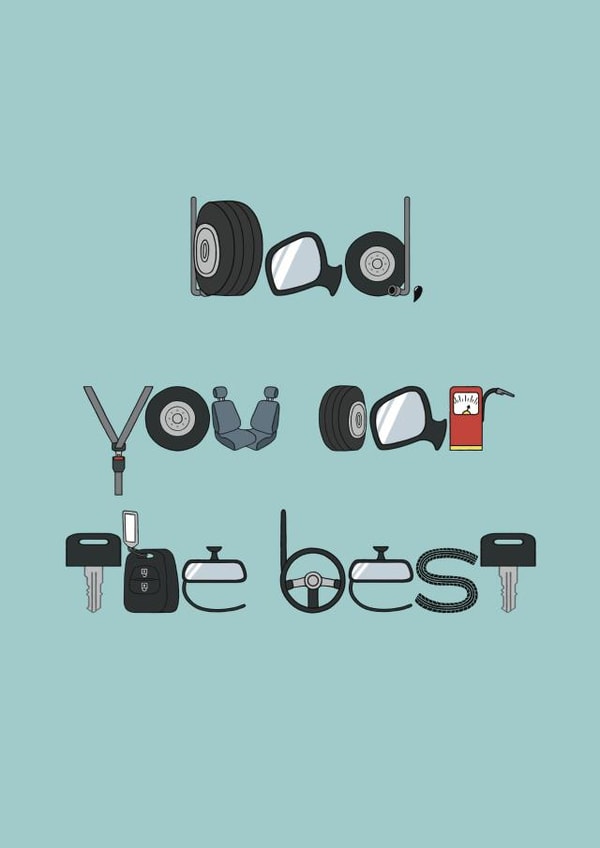 Car Parts Father's Day card created by @hairheadsart