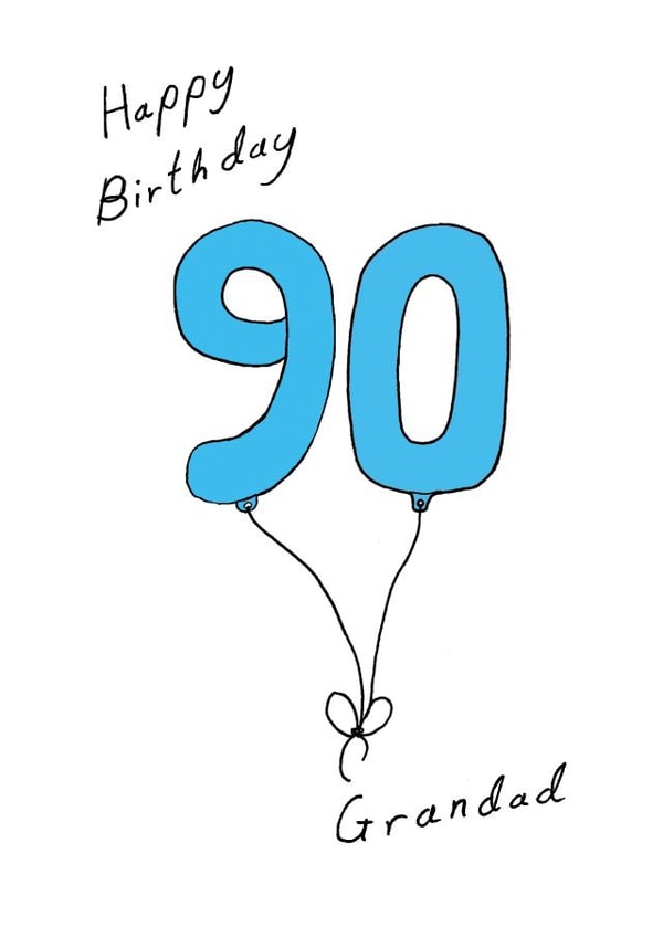 Grandad 90 blue balloon birthday card created by A Ray of Sunshine Cards