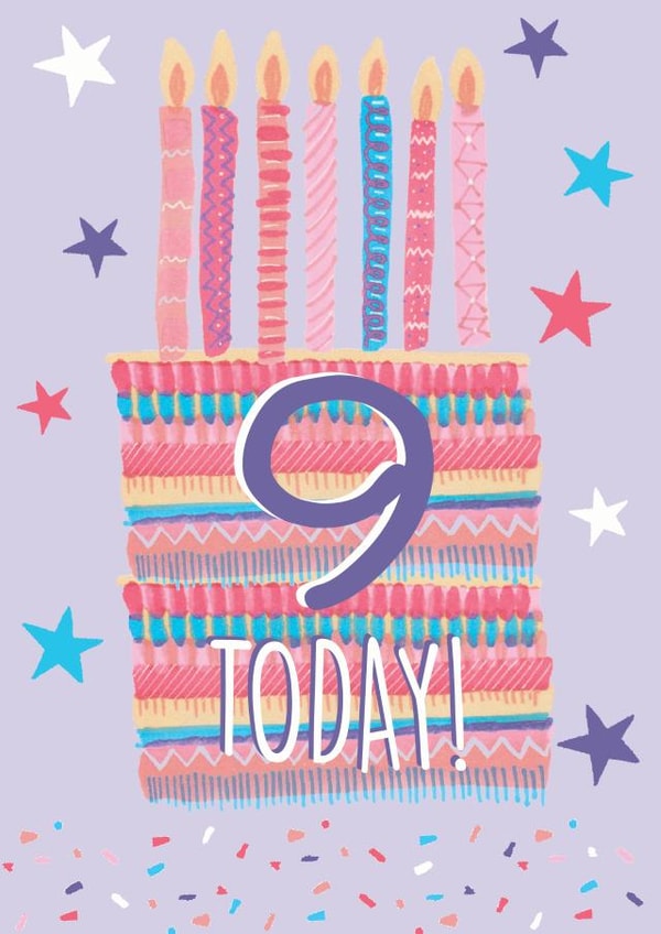 9th Birthday Cake Card created by Pom Pom Party Cards