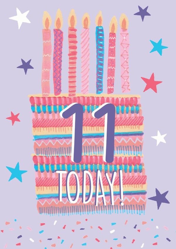 11th Cake Birthday Card created by Pom Pom Party Cards