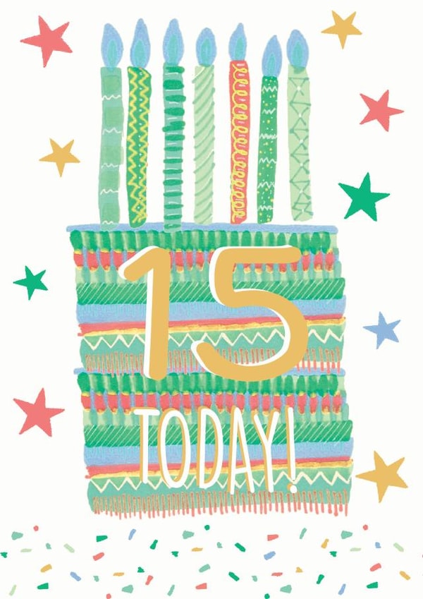 15th Birthday Cake Card 1001 created by Pom Pom Party Cards