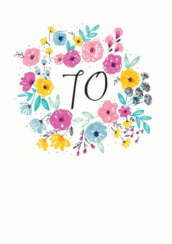 Floral 70th Birthday Card created by Pom Pom Party Cards